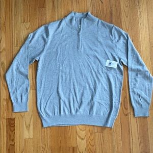 95/5 Cotton Cashmere Half-Zip Mockneck Sweater